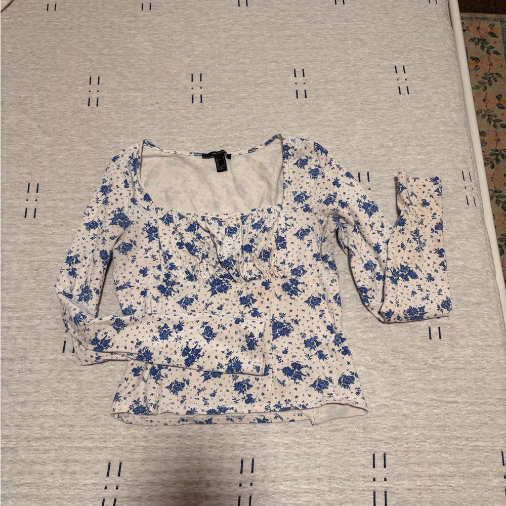 Elegant Blue Floral Women's Blouse